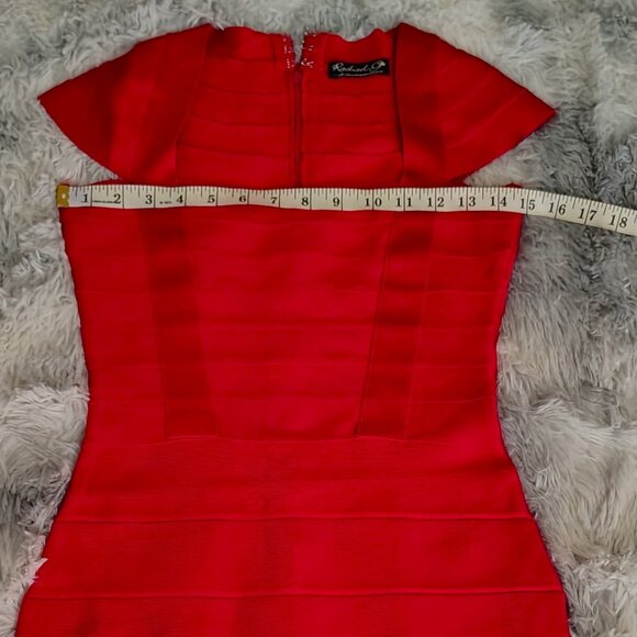 Rachael G. Red Stretch Square Neck Dress - Picture 8 of 13